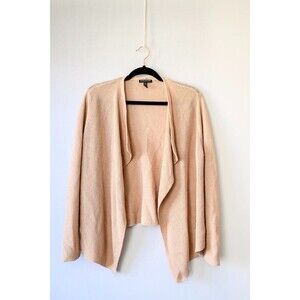 Eileen Fisher Petite PM Tan sweater cardigan waterfall Organic Linen/Cotton